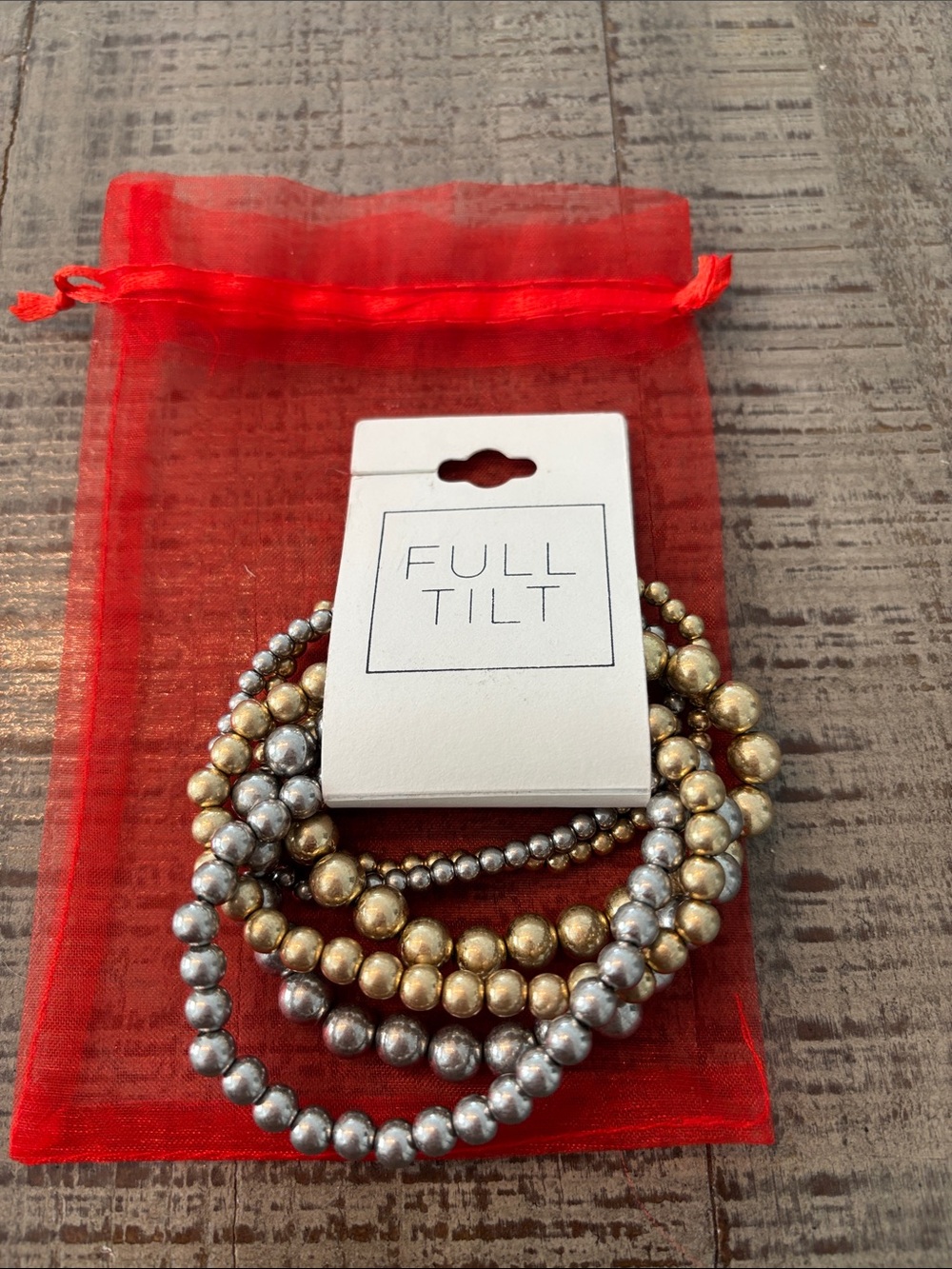 FULL TILT Gold and Silver Beaded Bracelet Stack - Picture 1 of 2